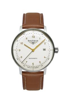 Bauhaus Herrenuhr Automatik mit Datum und Lederarmband